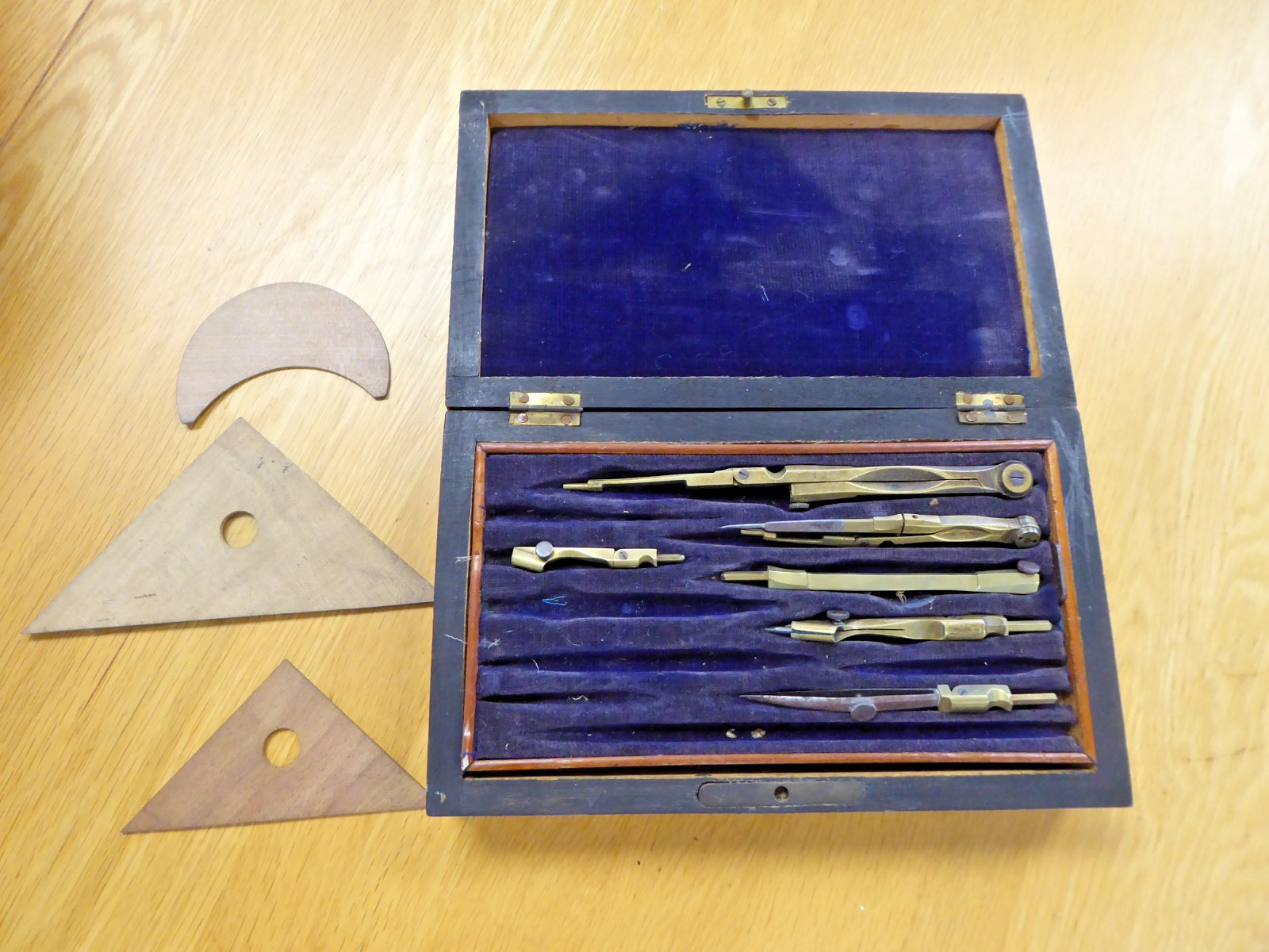 Antique Cartographer's Instrument Compass Tool Drawing Set Surveyor's Draftsman