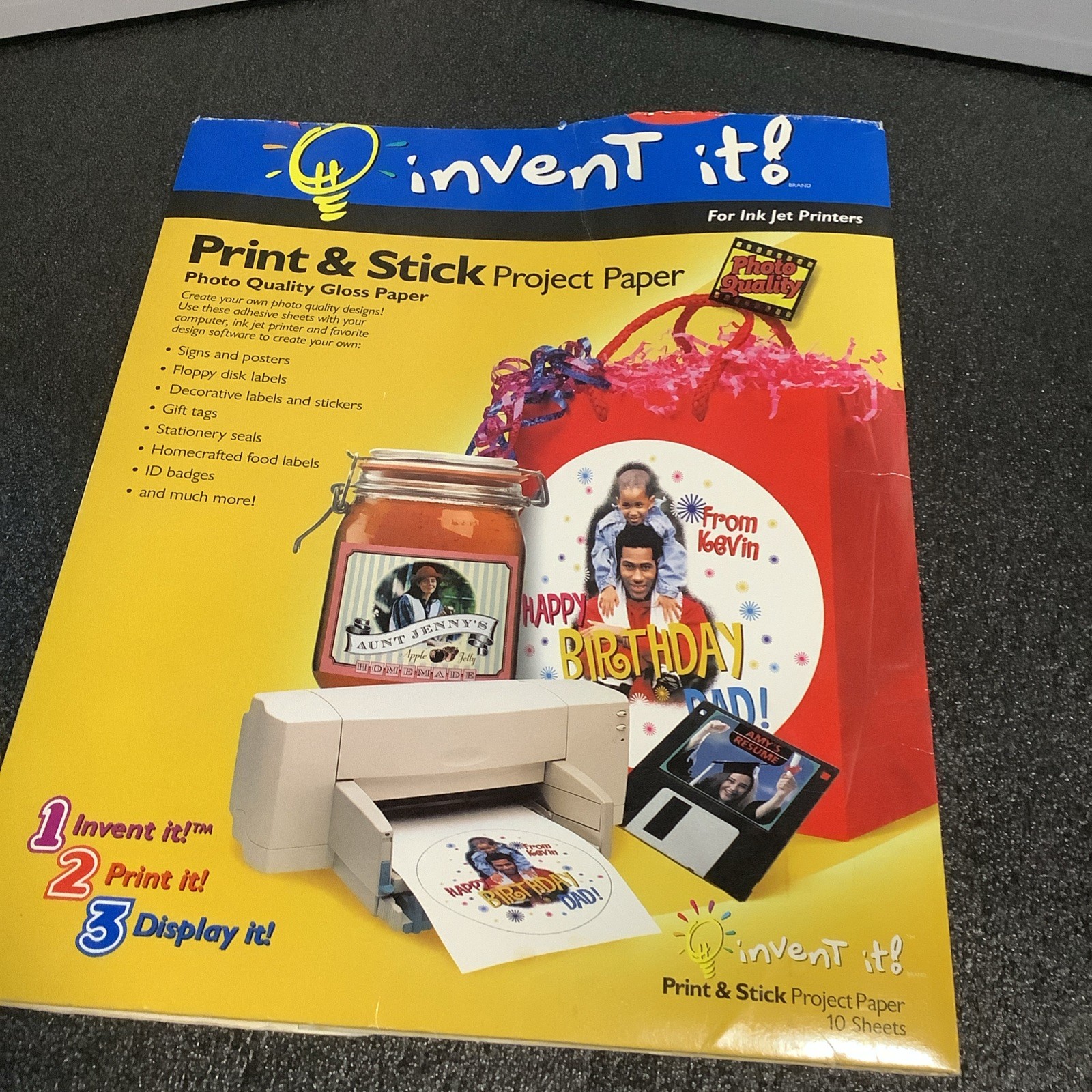 Invent It! Print & Stick Project Paper Photo Quality Gloss Paper 9 Sheets Open