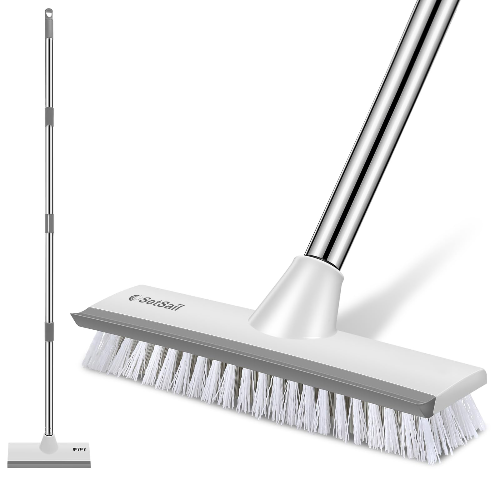 SetSail Floor Scrub Brush with 51-Inch Long 10in, Grey White-standard-1 Pack