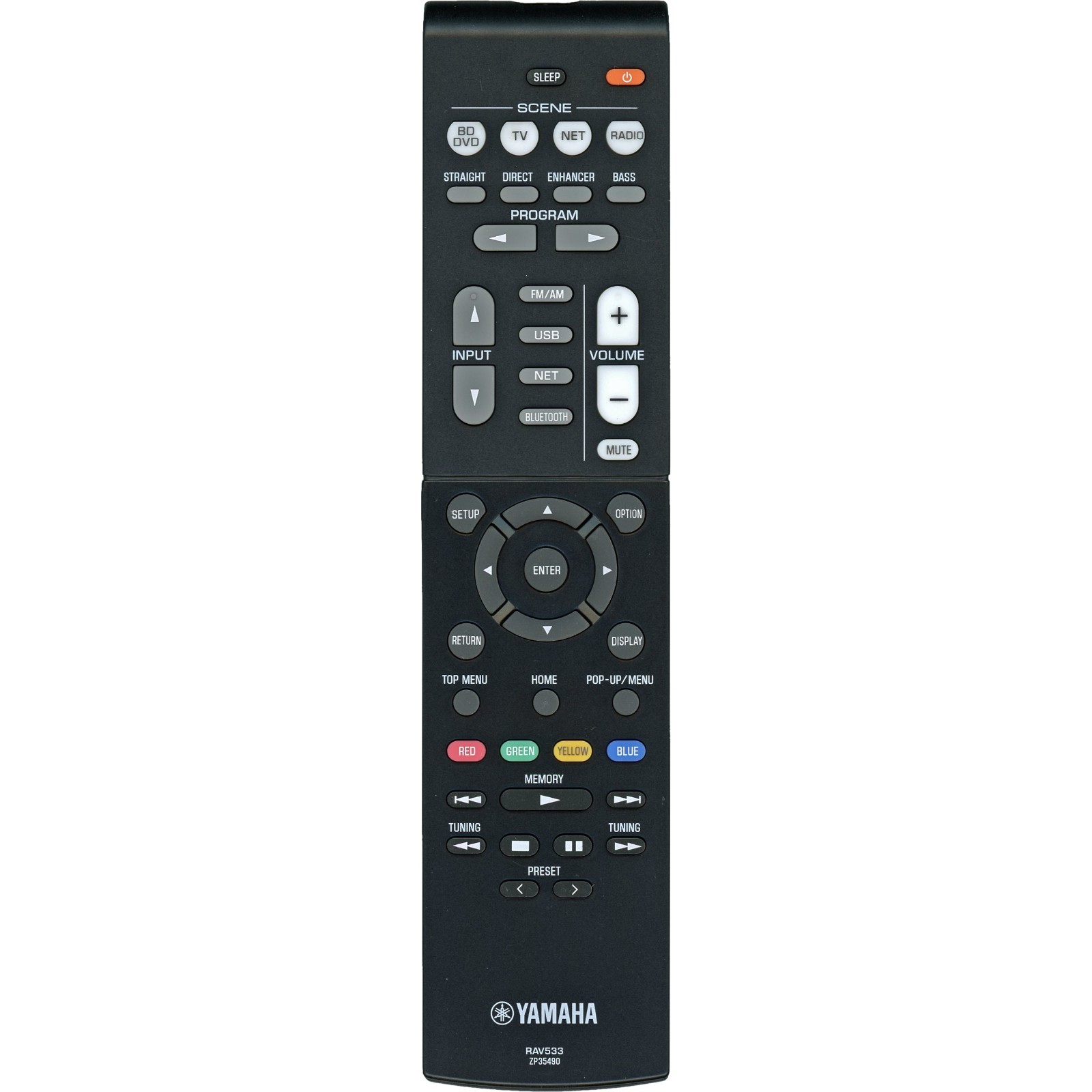 New Yamaha OEM Remote Control RAV533 ZP35490 RX-V479 RX-V479BL RX-V579 NOS