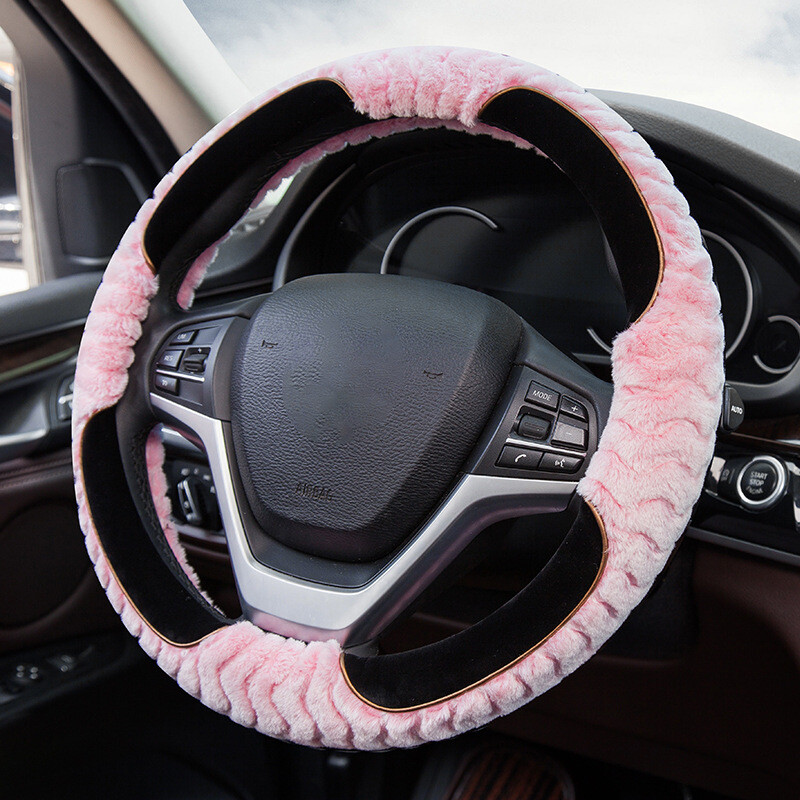 Autumn and Winter Plush Steering Wheel Cover Winter Anti-Skid Warm Car Short