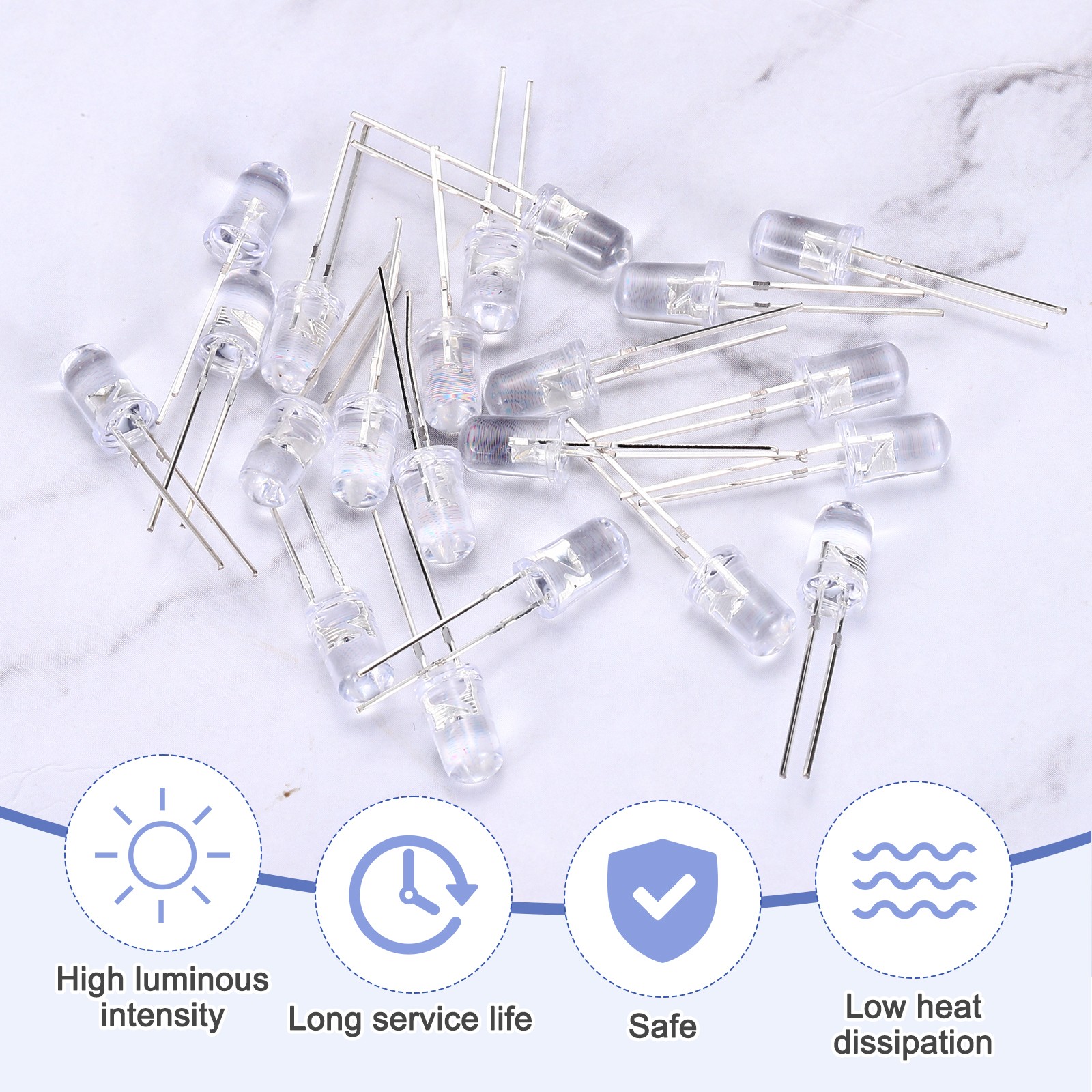 100pcs 3mm LED Diode Lights, Orange Round Transparent DC 1.8-2.0V