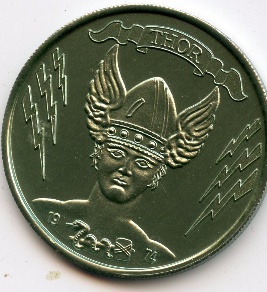 Mardi Gras Doubloon Krewe of Thor 1976 Aluminum Green