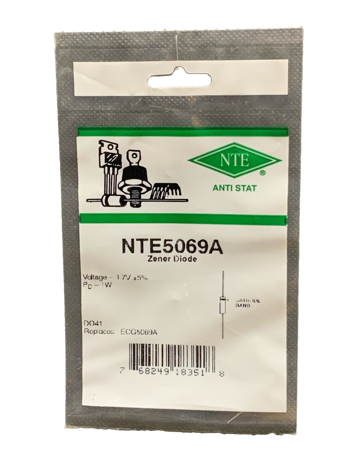 NTE5069A 4.7v Zener Diode DO41 Replaces ECG5069A