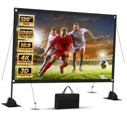 120inch Projector Screen with Stand: Portable Projector Screen SKU-TYMB-120
