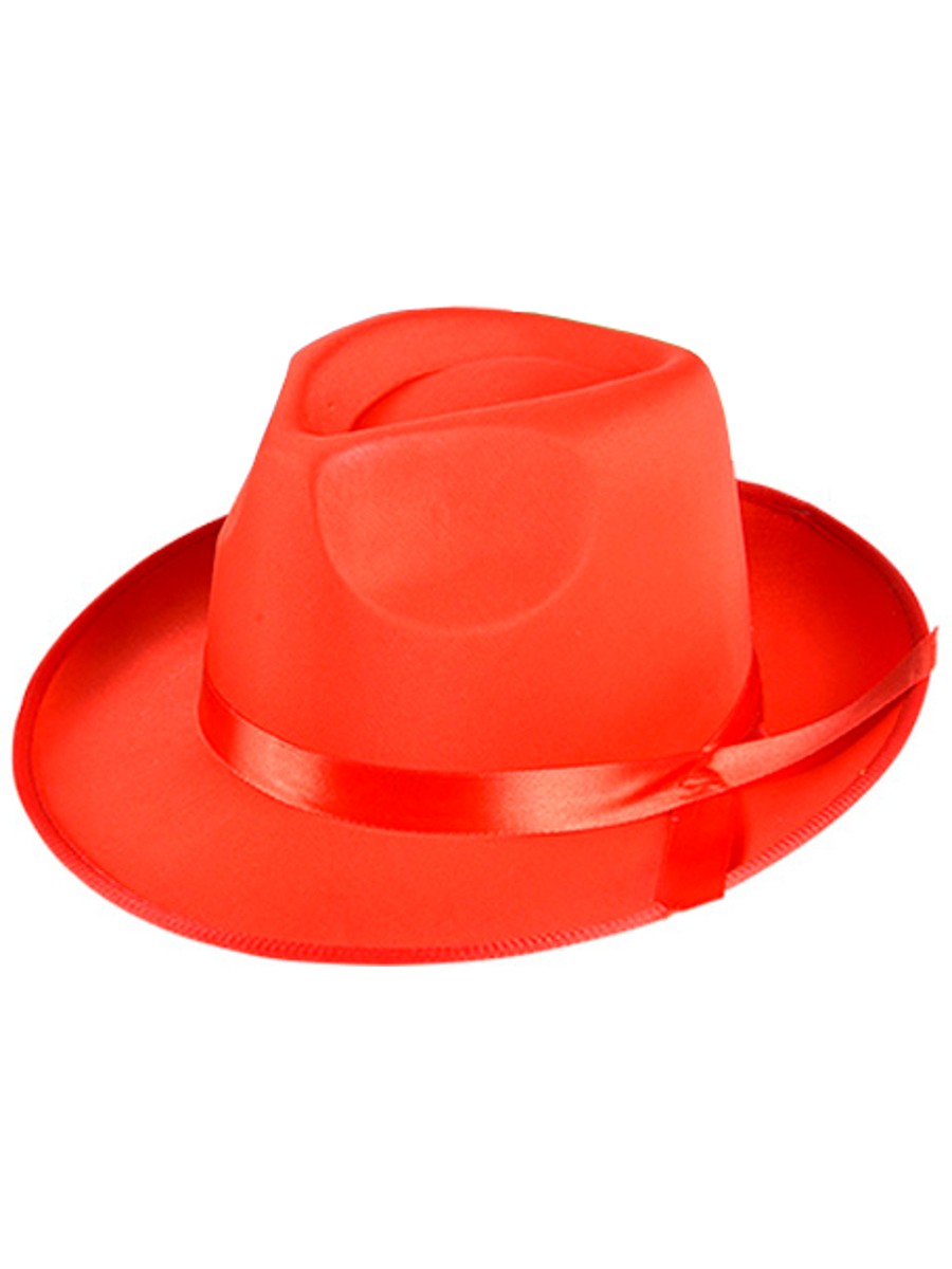 Adults 1920s Gangster Red Fabric Fedora Hat Costume Accessory