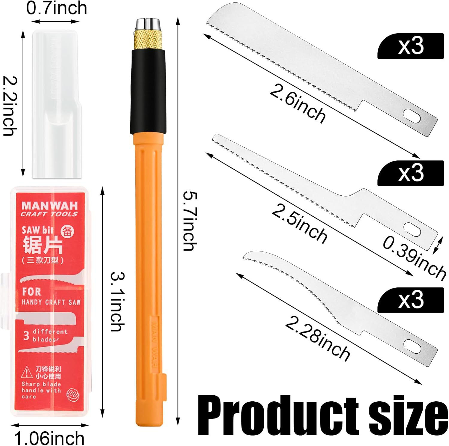 Mini Hand Saw Model Tools Small Hobby Saw Blades Kit with 9 Tiny Razor Hacksaw B
