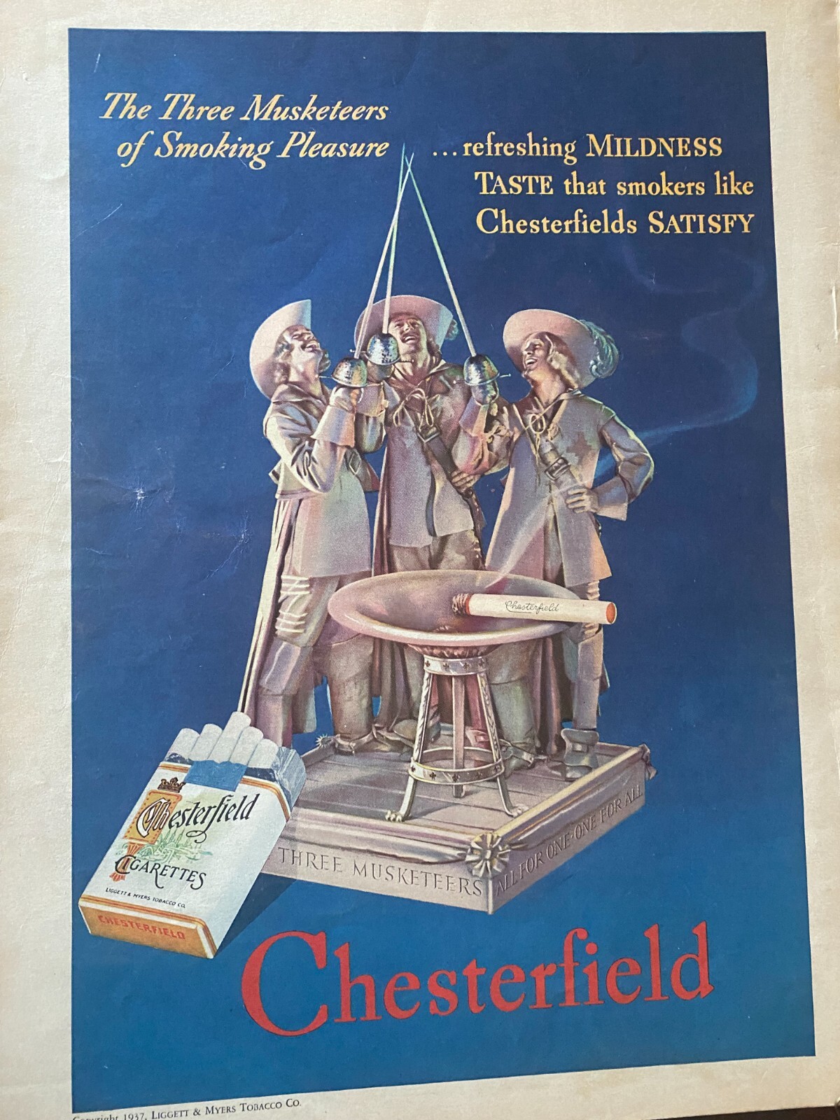 Chesterfield Cigarettes, Full Page Vintage Print Ad