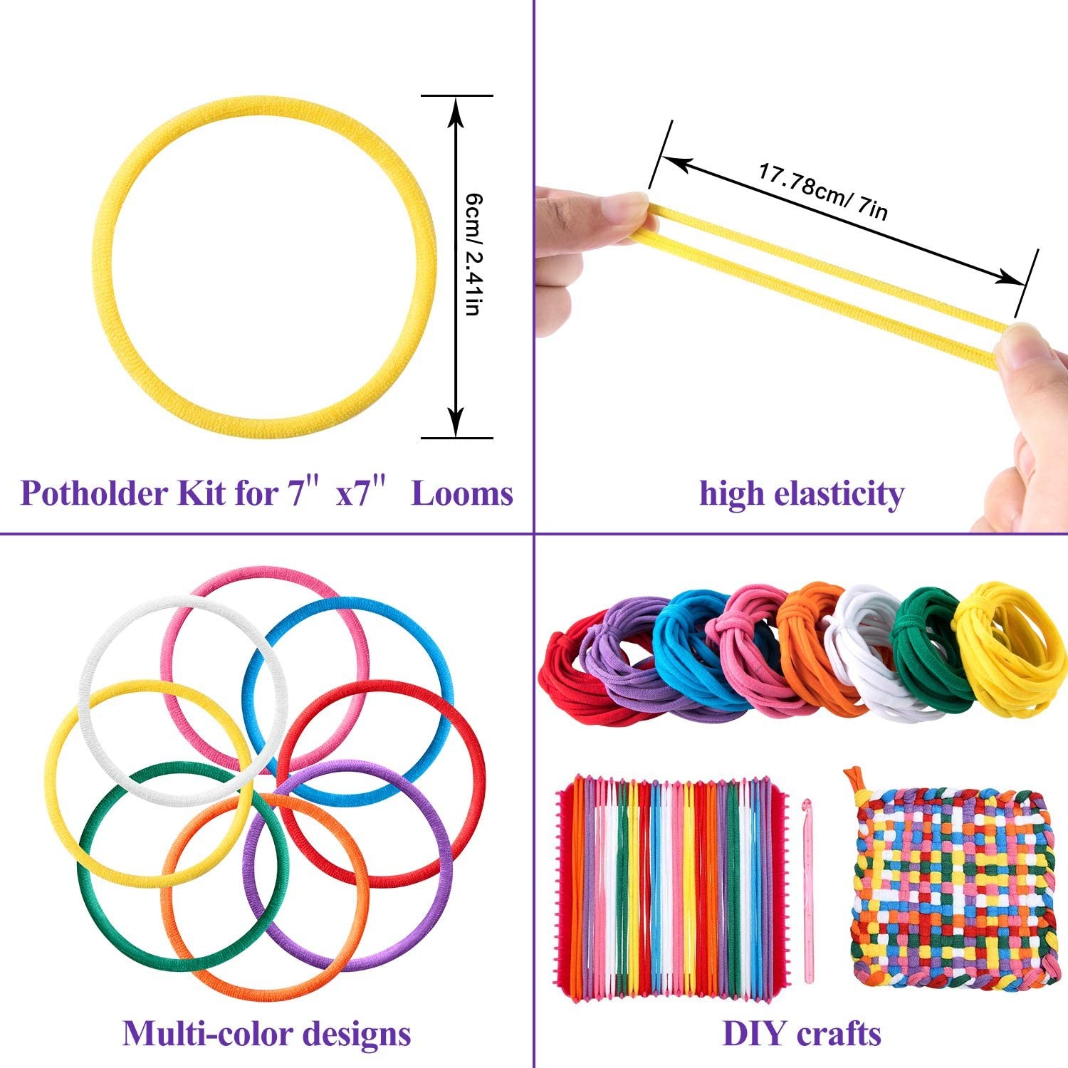 192 Pieces Potholder Loops Weaving Loops Weaving Craft Loops with7161