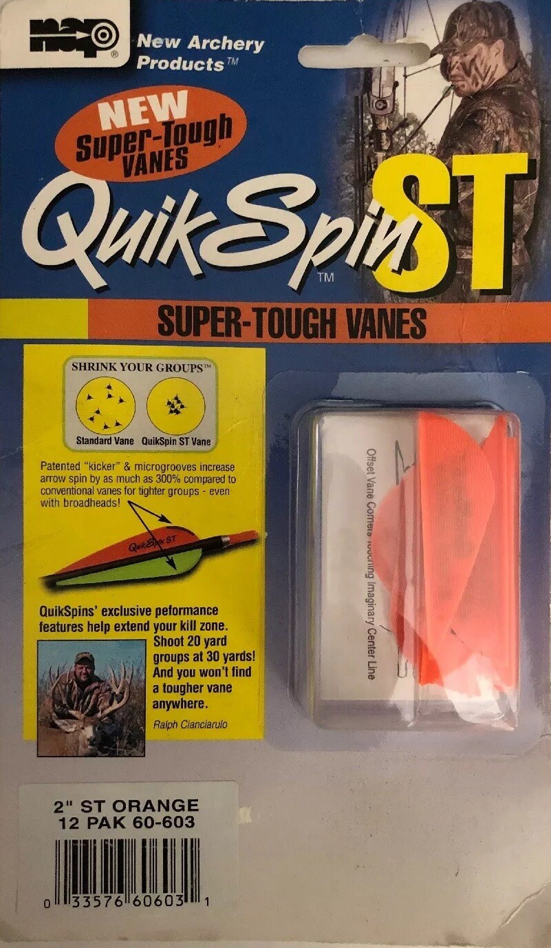 Vintage NAP Quikspin 2" ST Super Tough Vanes 12 Pk Orange 60-603 RARE SHIP N 24H