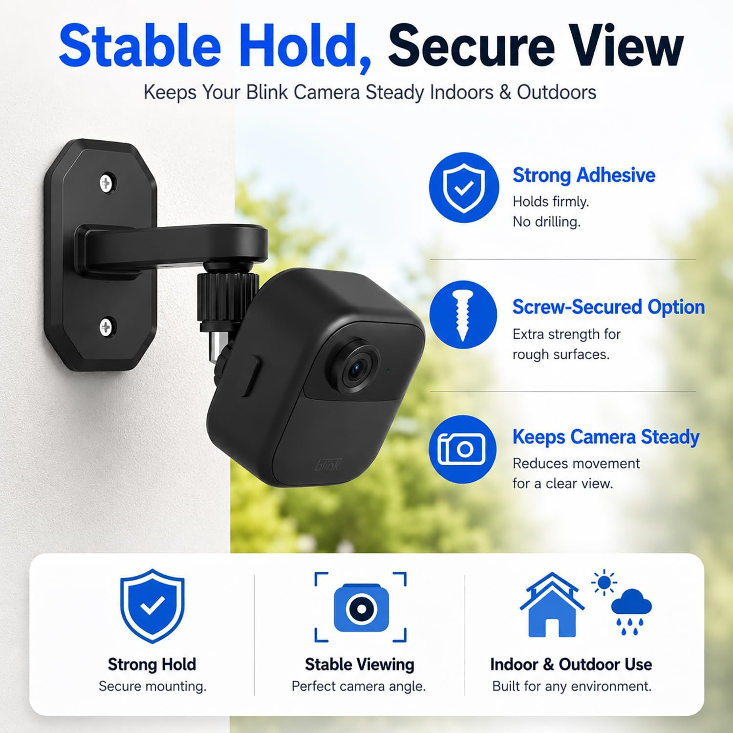 2Pack Adhesive Wall Mount Adjustable Security Wall Mount Bracket for Blink Outdo