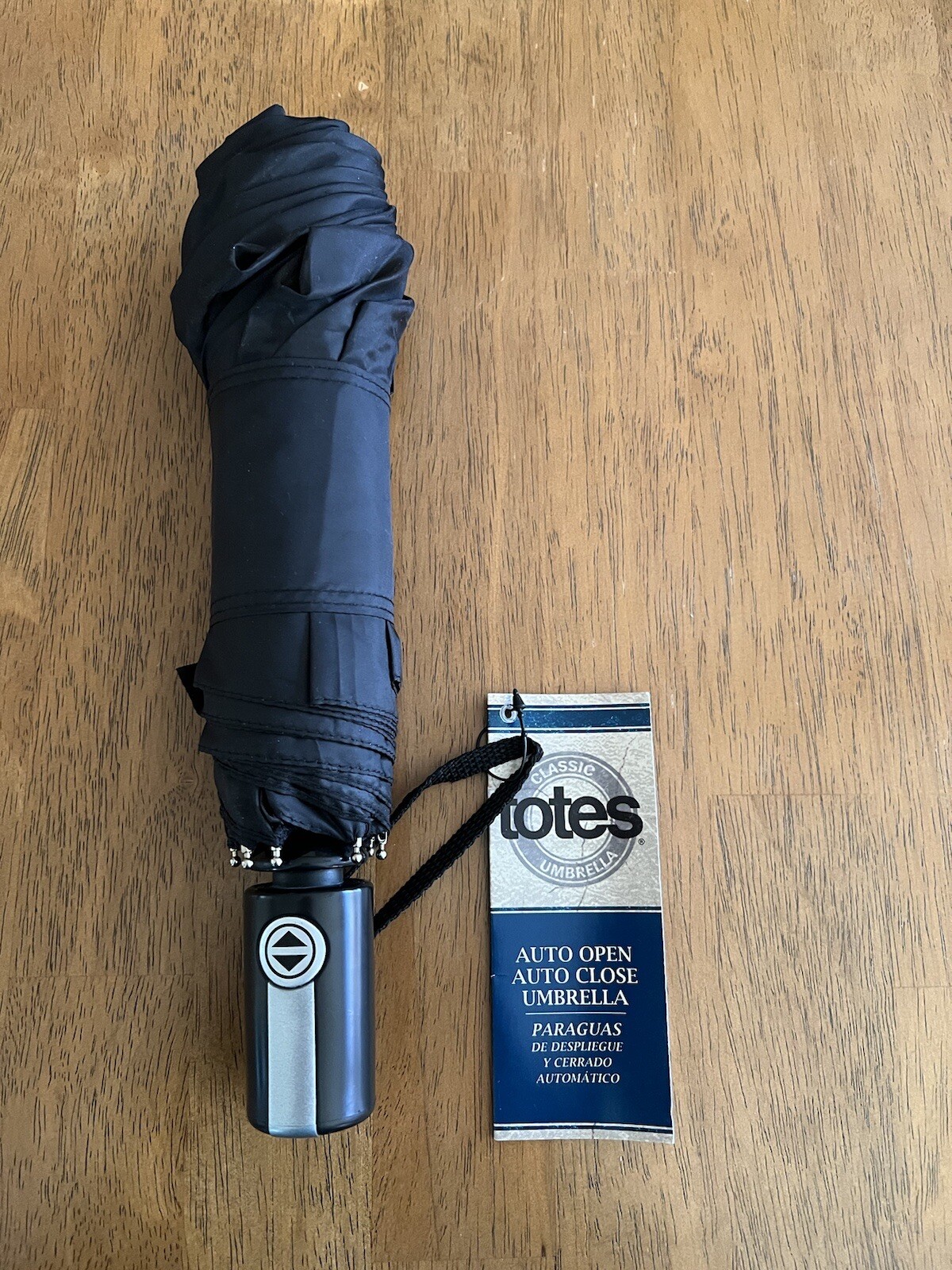 Totes Auto Close Black Umbrella New