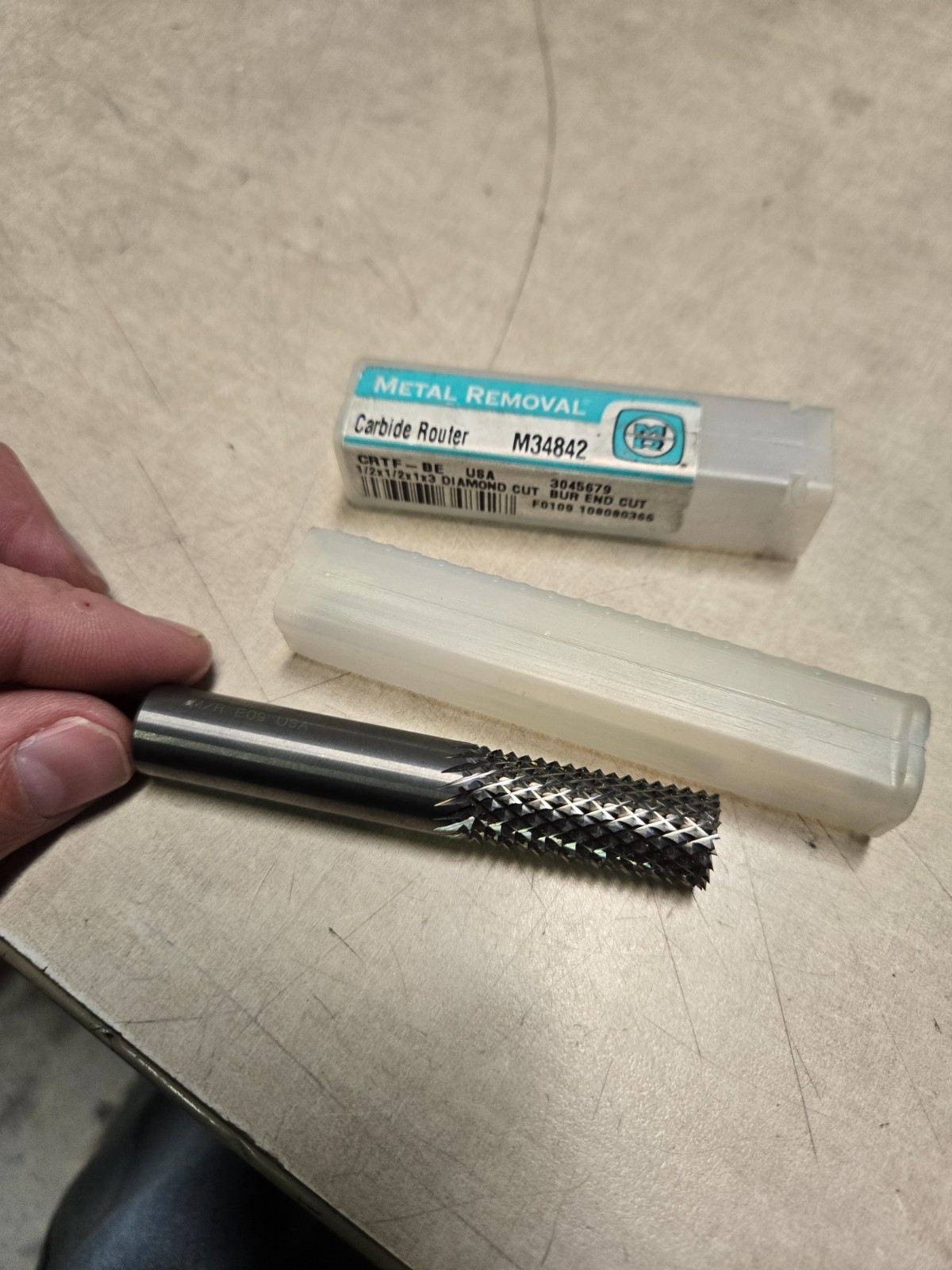 MR Carbide Router M34842 CTRF-BE 1/2 x 1/2 x 1x3 Diamond Cut BUR END CUT