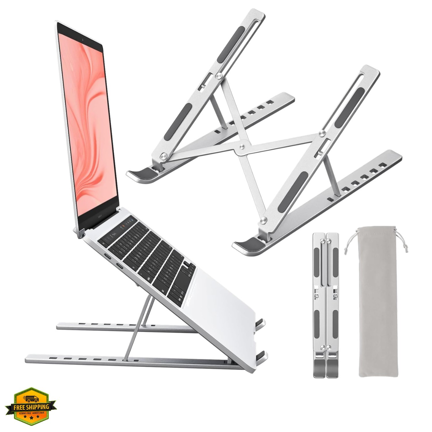 Laptop Stand for Desk, Aluminum Metal MacBook Stand，Computer Riser for Desk, ...