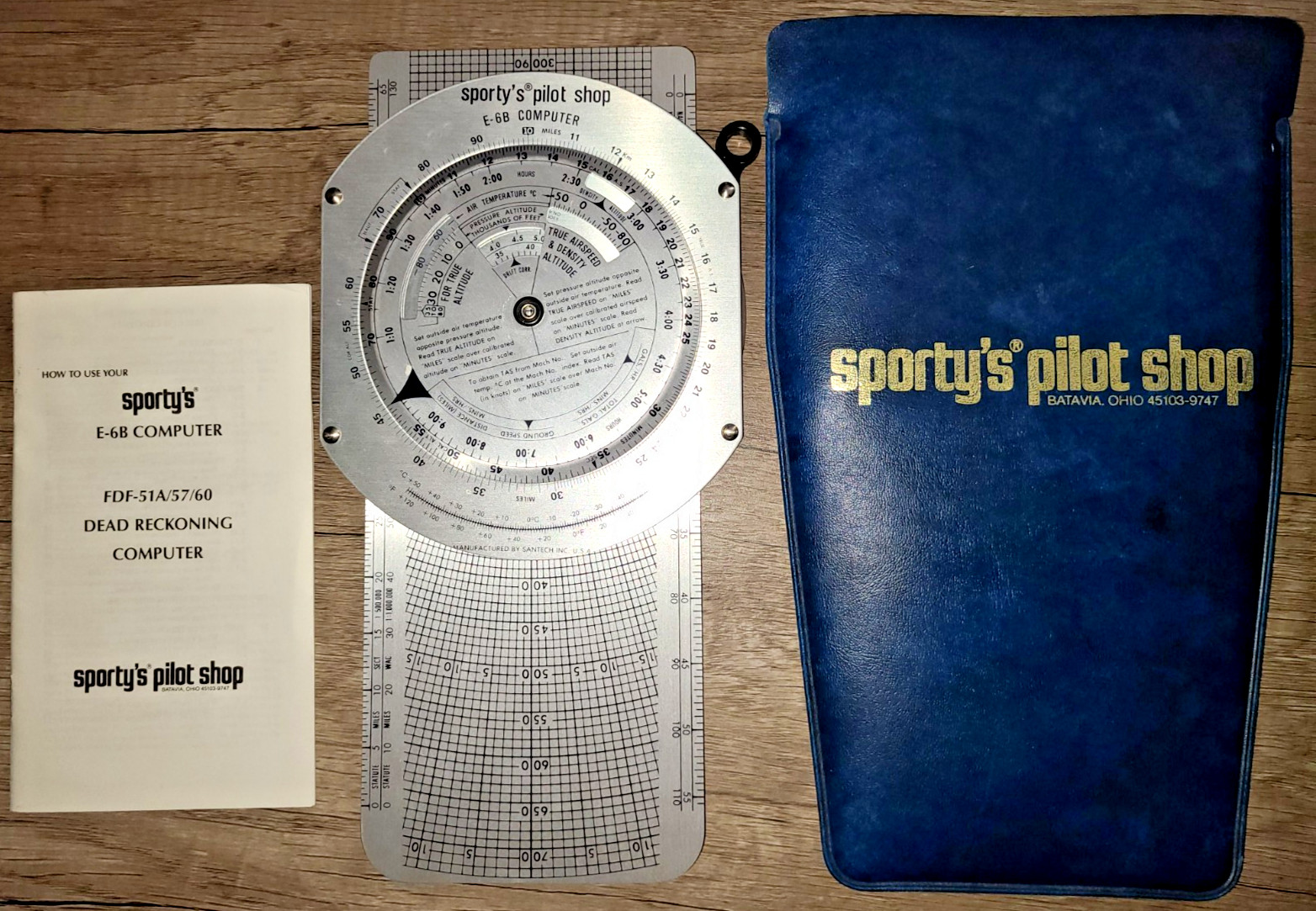 Vtg Santech E-6B Flight Computer w instruction manual & case, Sportys Pilot Shop