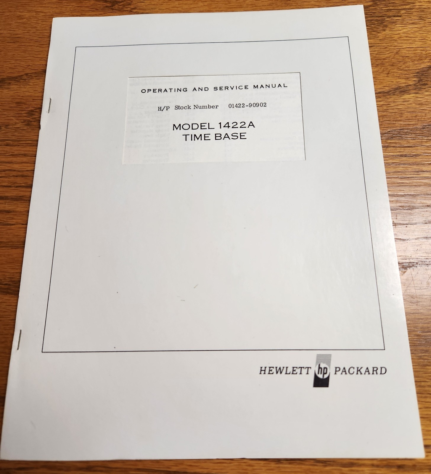 Hewlett Packard 1422A Time Base Operating & Service Manual - OEM