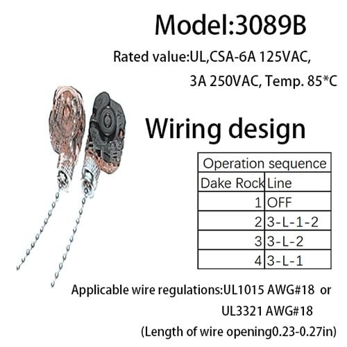 Home Ceiling Fan Light Lamp Replacement Parts 3Position 4 Wire Pull Chain Contro