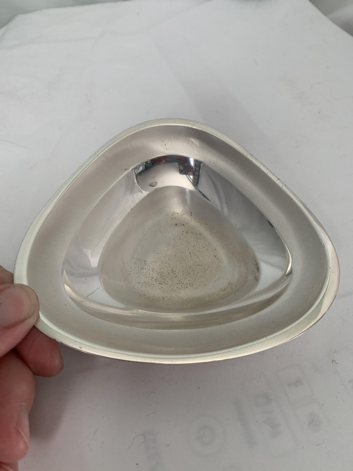 WMF Ikora Silver Plated Triangular Bowl 6" Germany Tarnish Resistant Vtg Flaw
