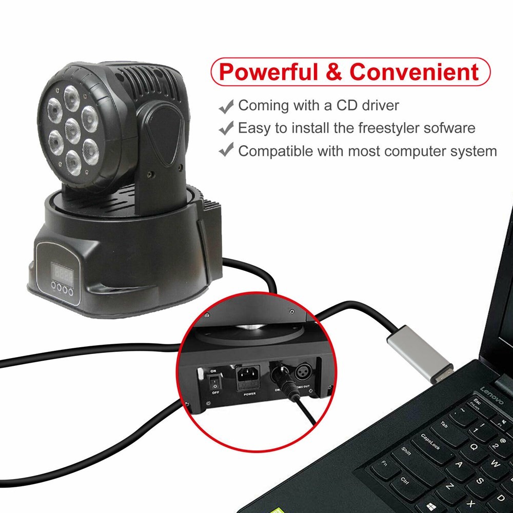 🌟USB to DMX Interface Adapter DMX512 Stage Light Controller Cable For Computer