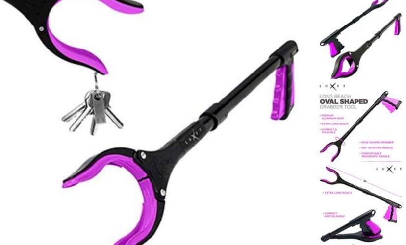 Grabber Reacher Tool 19 Inch Long, Foldable Pick Up Stick - Strong Grip Pink