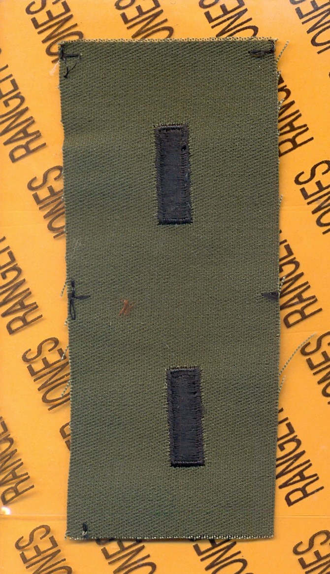 US ARMY 1st First Lieutenant 1LT 0-2 OD Green & Black rank patch set