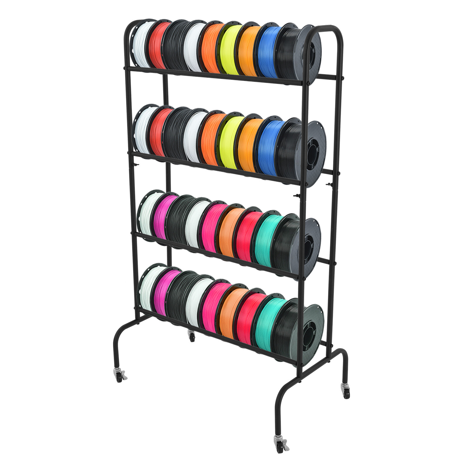4 Tier Rolling Printer Filament Storage Rack, Filament Spool Holder with Wheels