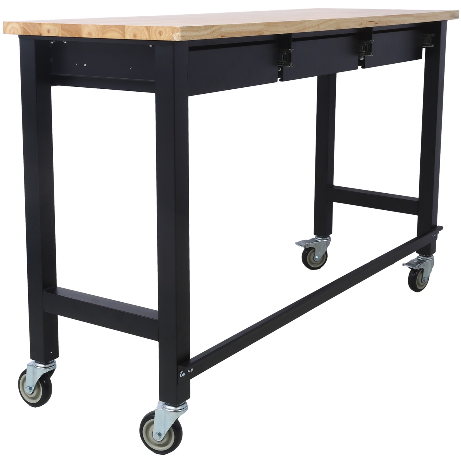 60in Adjustable Work Bench Drawer Storage Heavy Duty Bamboo Wood Work Table