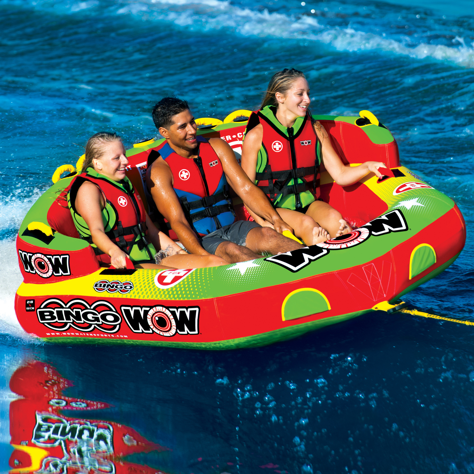 WOW Sports Bingo 1-3 Person Towable Water Tube For Pool and Lake (14-1070)
