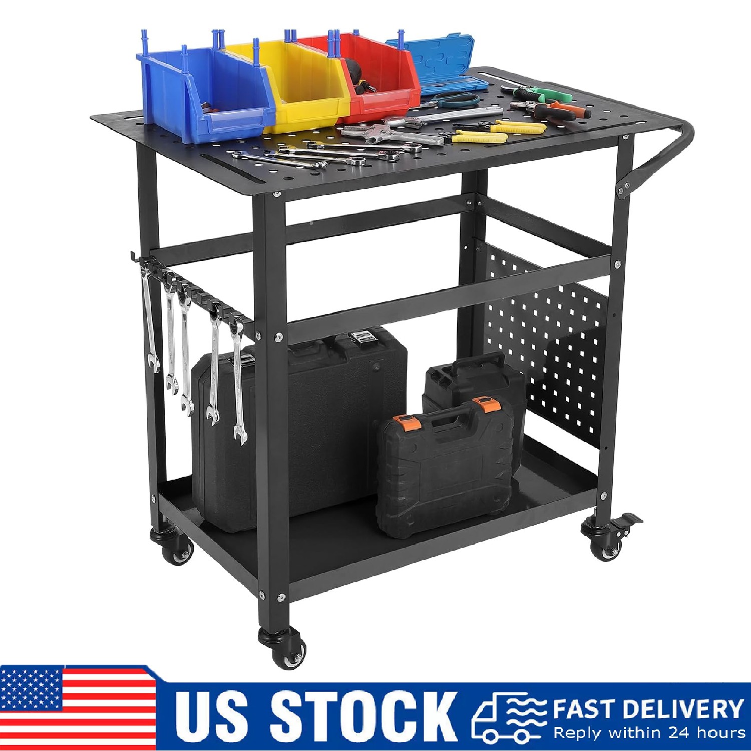 36"x24" Welding Table ,Heavy Duty Steel Welding Workbench Table 600LBS w/Wheels