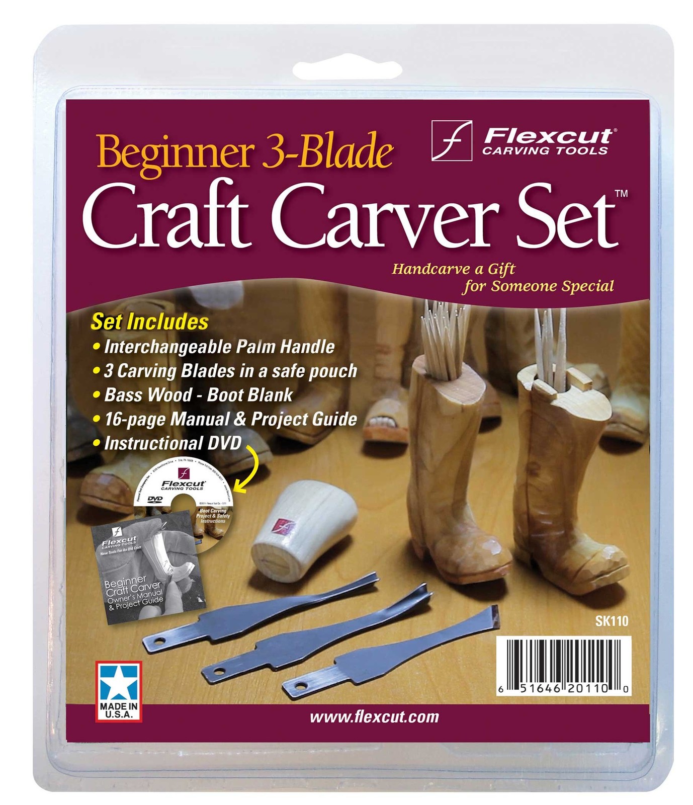 FLEXCUT Wood Carving Tools | Beginner Craft Carver Set | 3 2", Brown