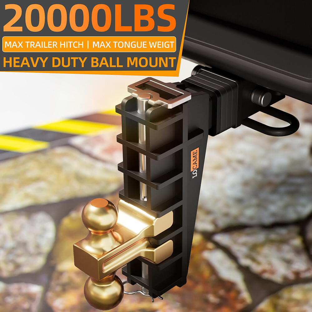 2" Receiver Trailer Hitch 8" Drop Tow Hitch Adjustable Dual Ball Mount 25000lb