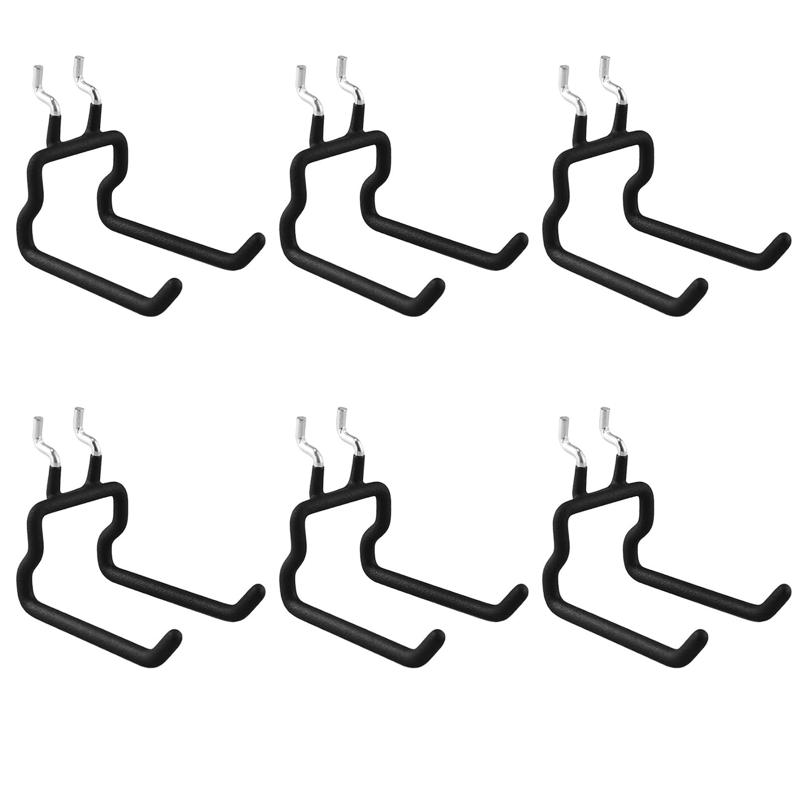 D-PRECIO 6 Pack Pegboard Hooks - Peg Board Tool Utility & Small, Black