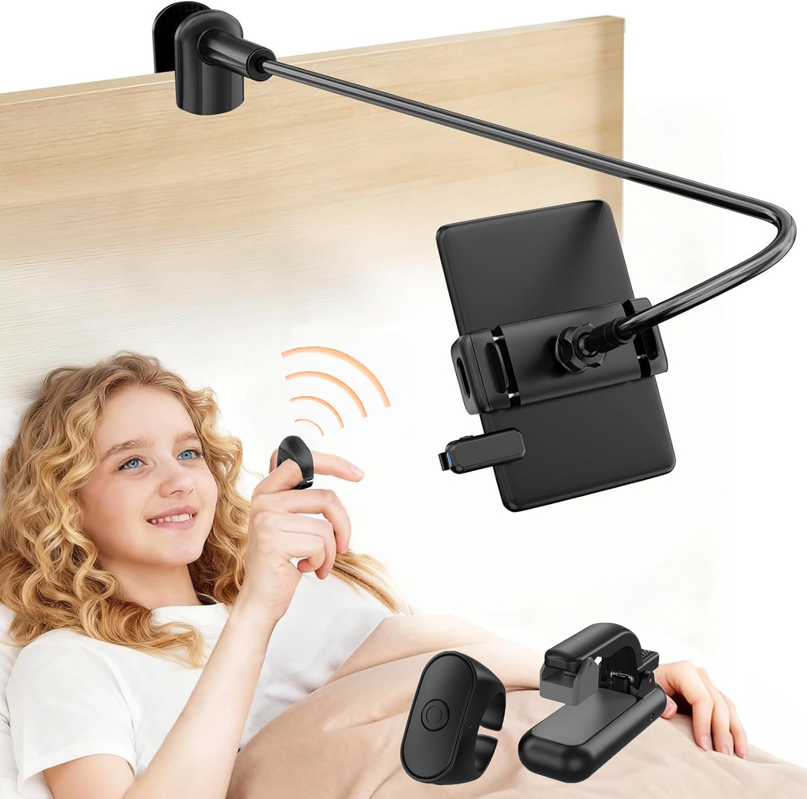 Peastrex Kindle Holder with Remote Page Turner Gooseneck Tablet Holder for Ki...