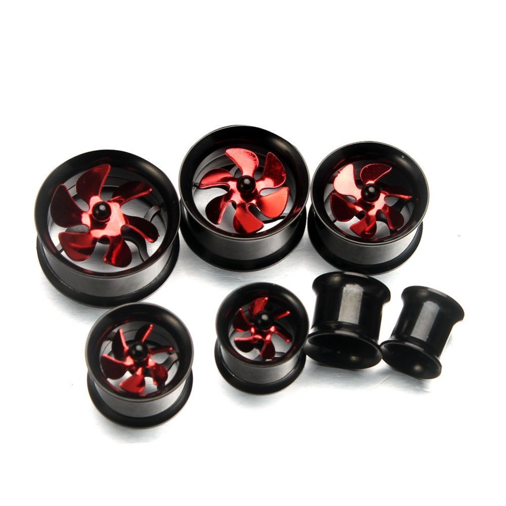 2*Pc Steel Rotated Windmill Ear Plug Double Saddle Flared Screw Fit Flesh Tunnel