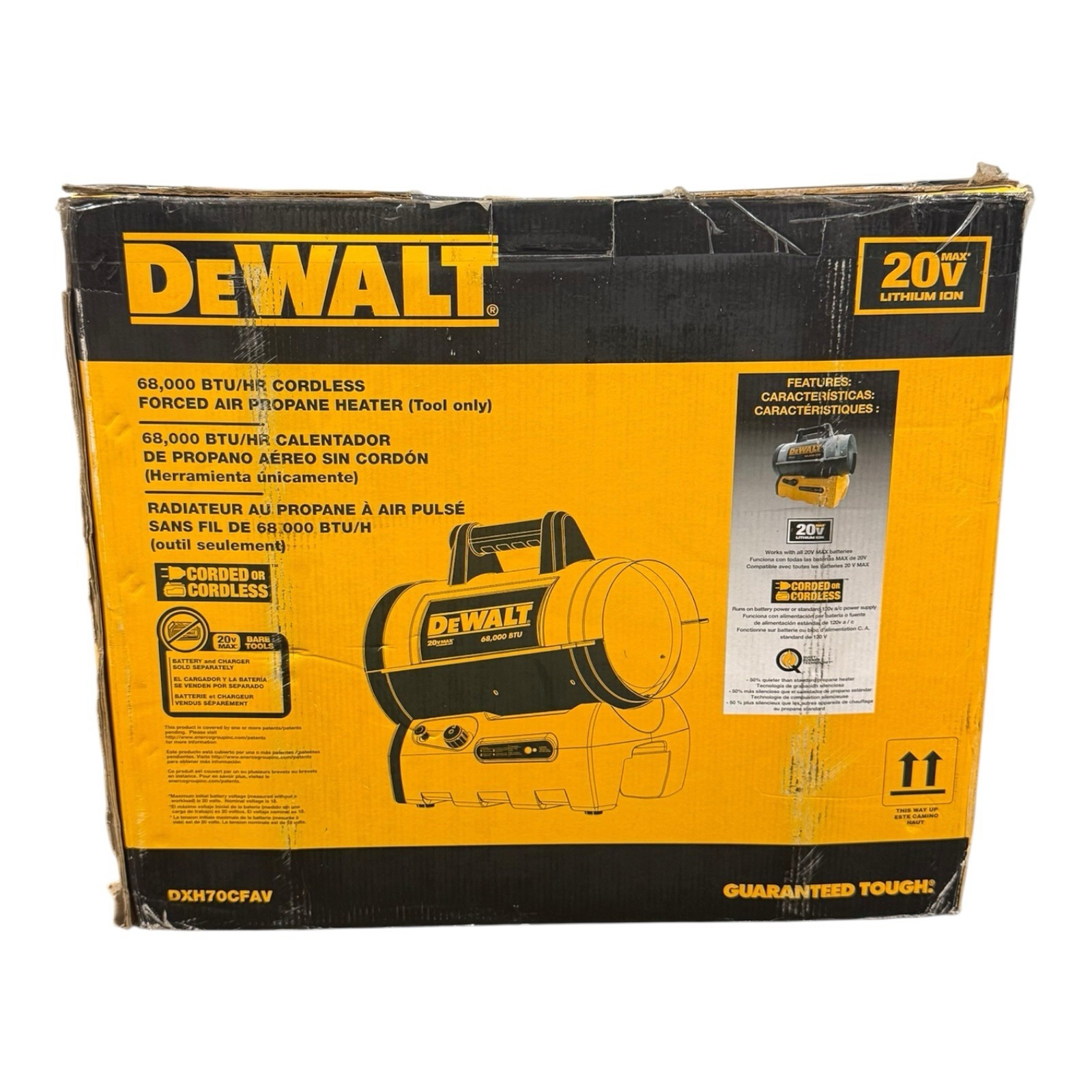 DEWALT 68,000 BTU Cordless Propane Heater 20V Hybrid 1700 Sq Ft Lightly Used
