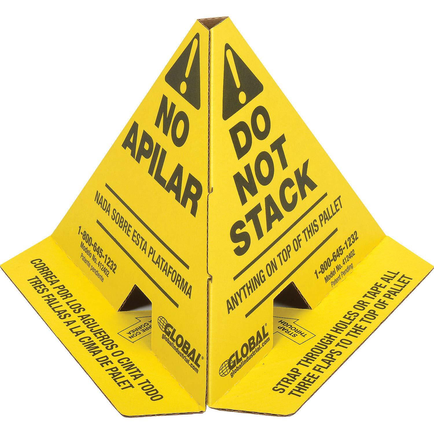 Trilingual "Do Not Stack" Pallet Cones Yellow 50 Pack
