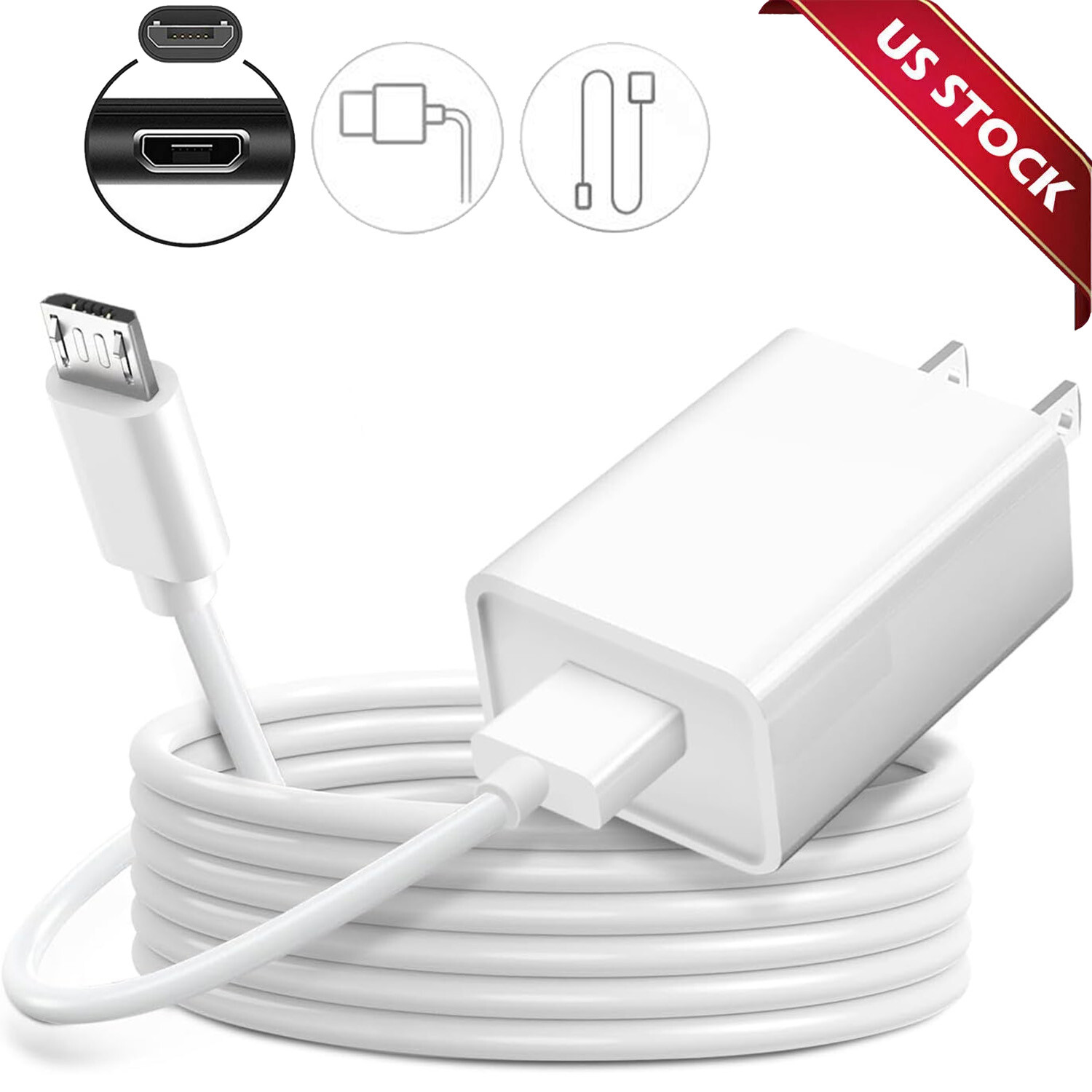 3/6ft Micro USB Fast Charging Cable Cord For Samsung Android Phone Charger