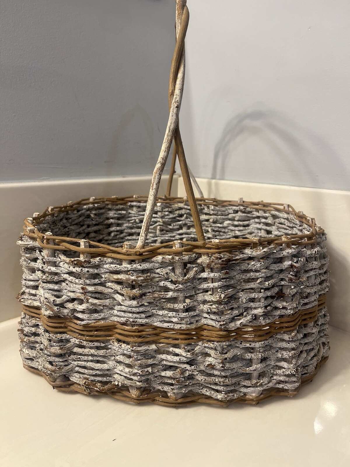 Vintage Whitewash Palecek Gathering Basket