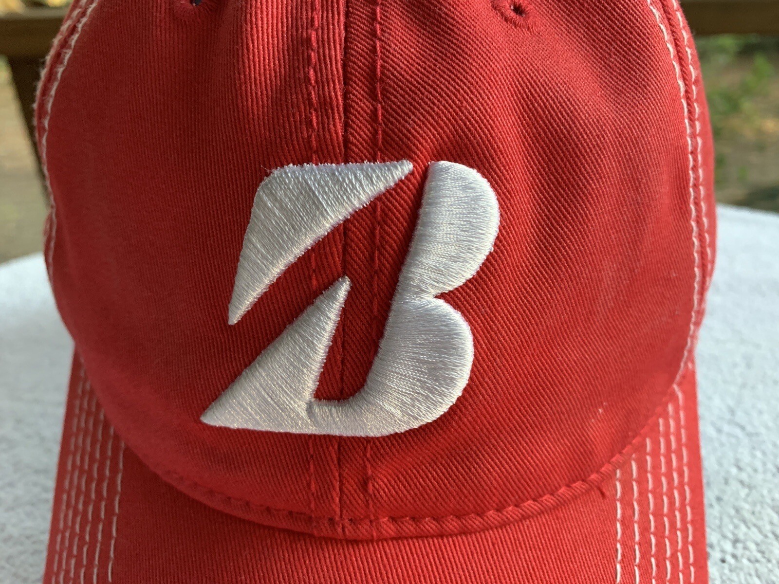 Bridgestone Golf Cap Hat Strapback Red White Cotton Embroidered Logo READ