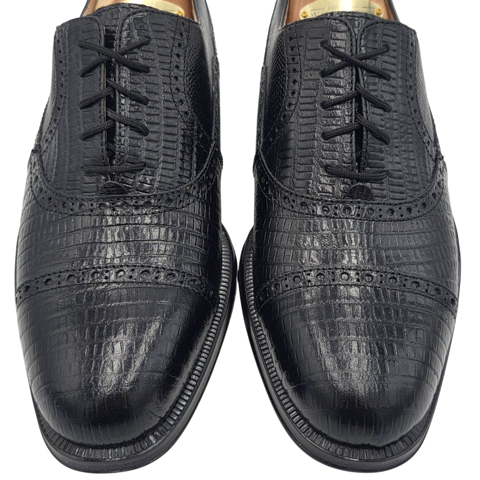 NEW Giorgio Brutini Black Lizard Print Leather Cap-toe Oxford Men 8M Dress Shoes