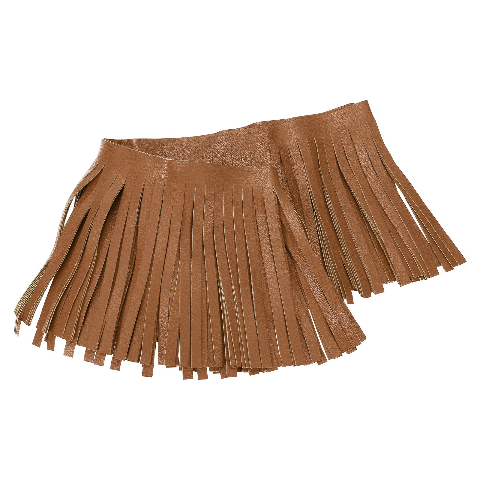 2 Yards Camel PU Leather Fringe Trim for DIY Craft Sewing, 4 Inch(10cm) Wide