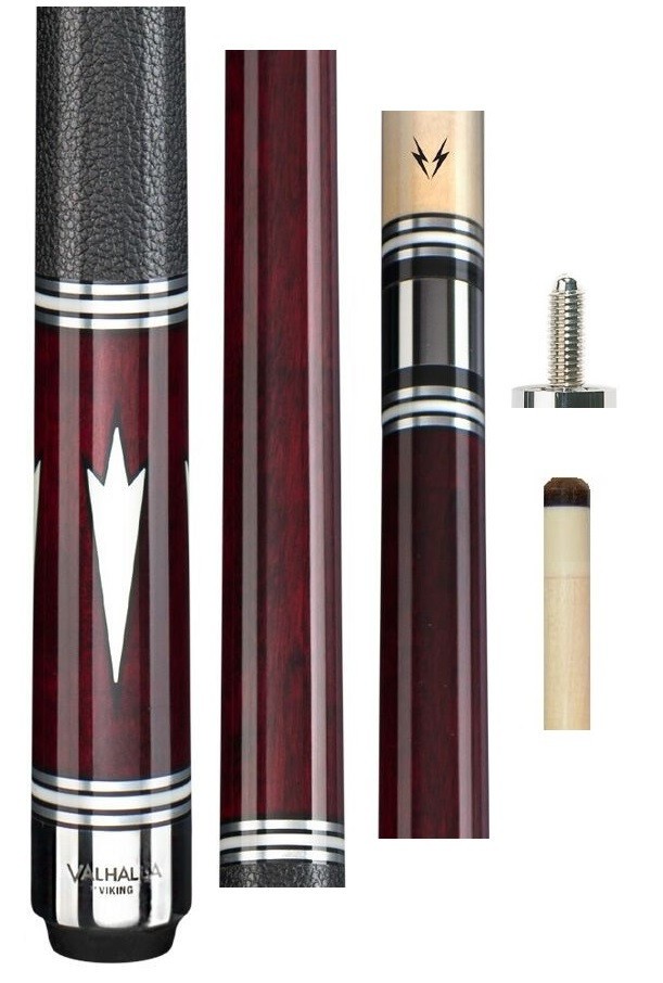 New Valhalla VA902 Red Stained Cue - 13mm Shaft - FREE 2 Piece Gift Set