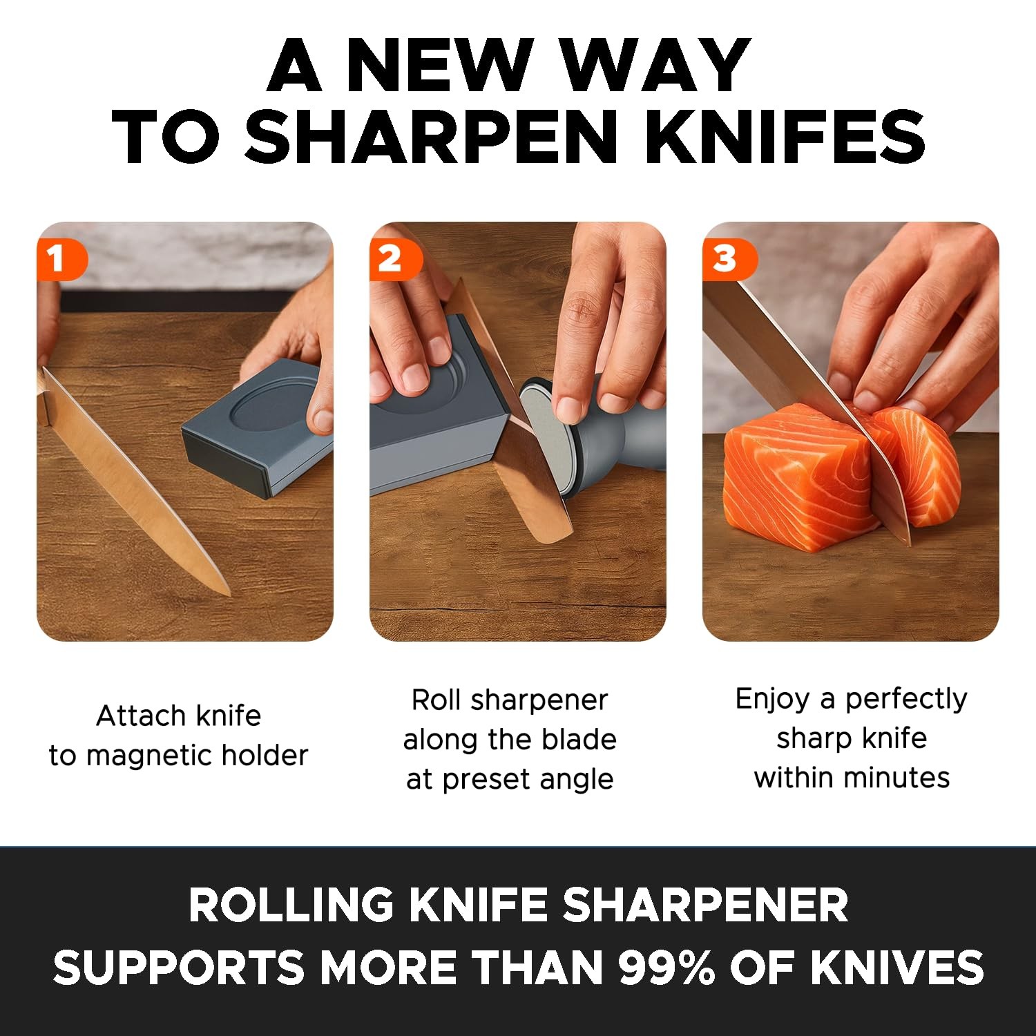 Knife Sharpener Kit Diamond Ceramic Discs Adjustable 15-20 Angle Kitchen Tool