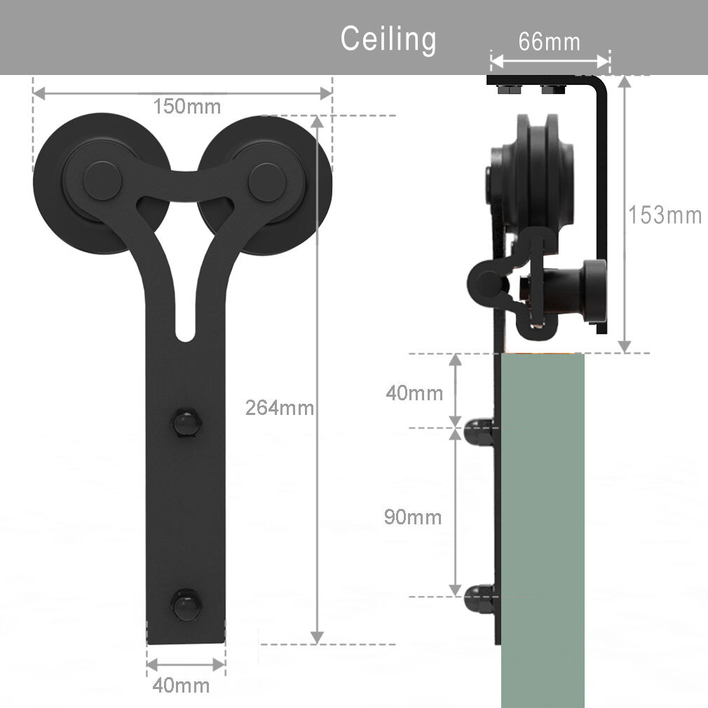 CCJH 4-20FT Ceiling Mount Sliding Barn Door Hardware Track Roller Kit Closet