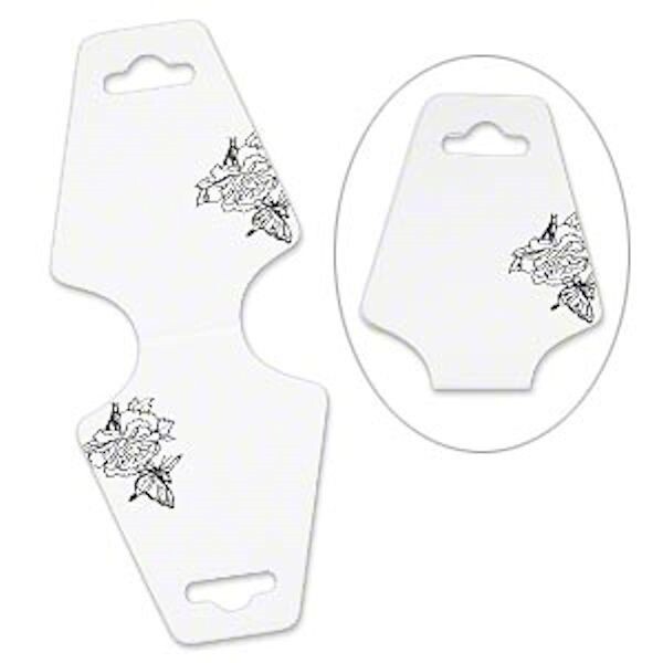 100 Opaque White & Silver 1-3/4" x 2-1/4" Necklace Jewelry Display Cards