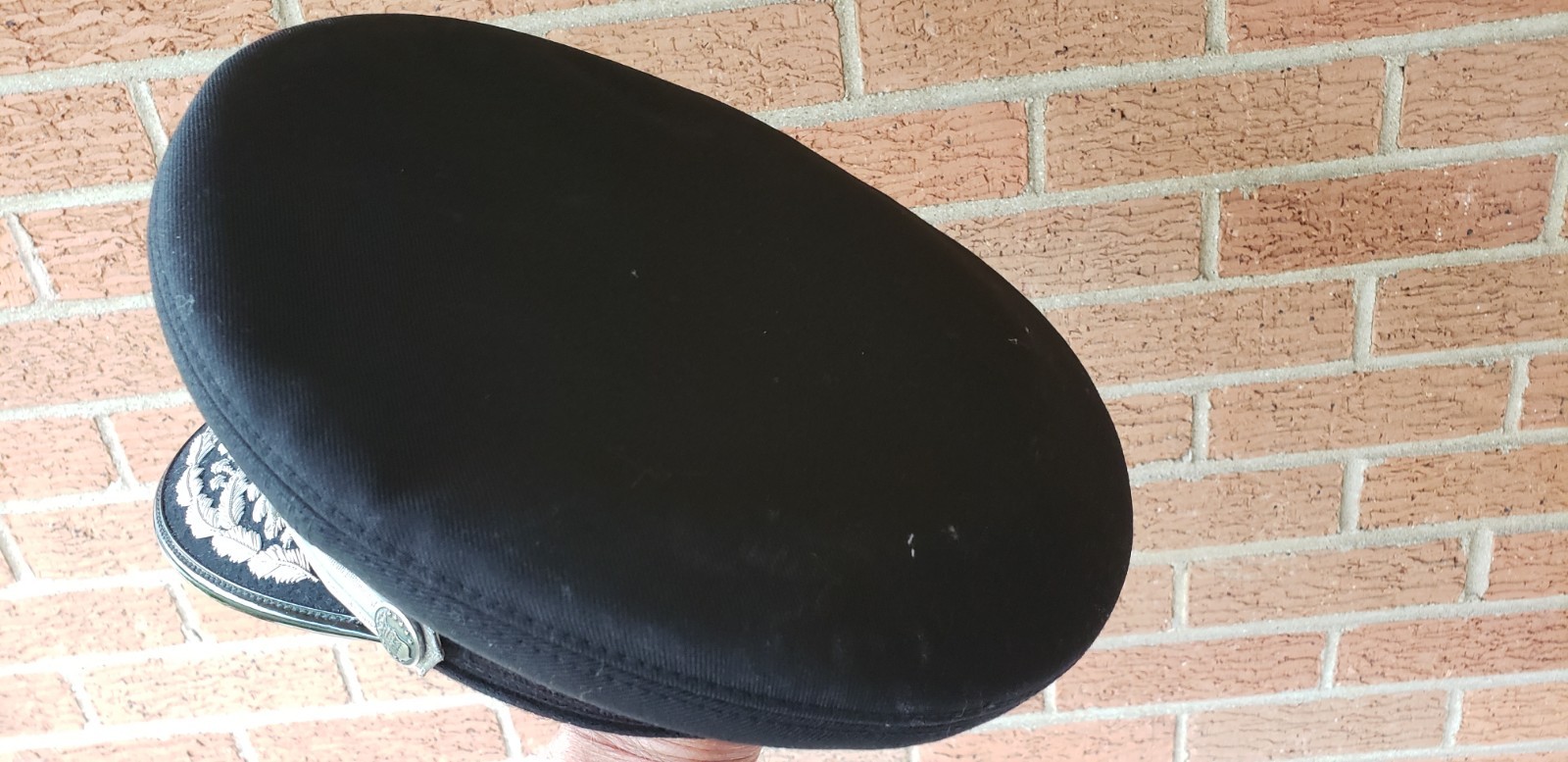 Military Navy Officers Hat Bullion Police Admiral Black Silver