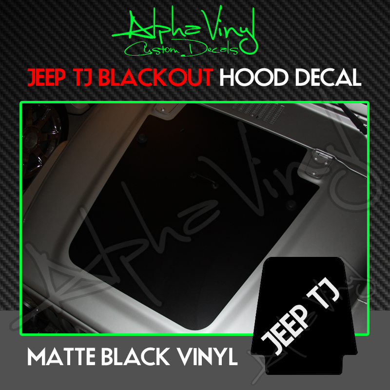 Hood Blackout Decal Matte Black Out w/ install kit Fits: Jeep Wrangler TJ 97-06