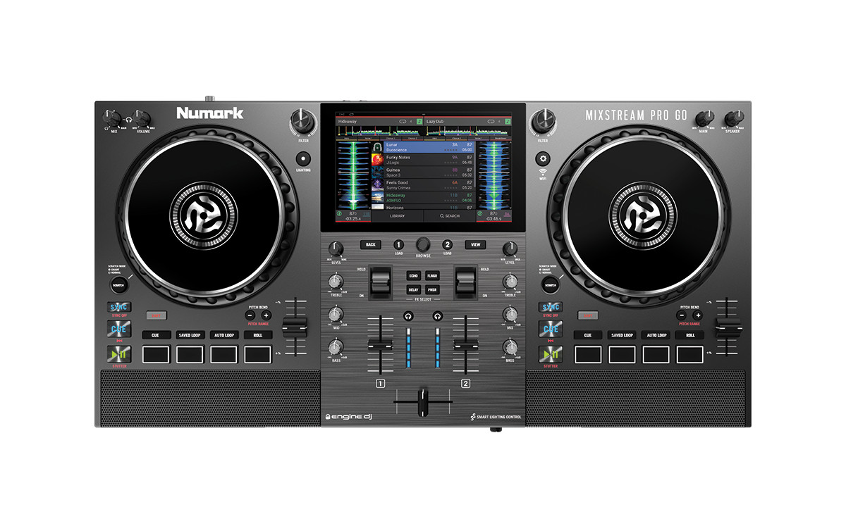 Numark Mixstream Pro Go Portable DJ Controller with Battery, Mixer with Stem