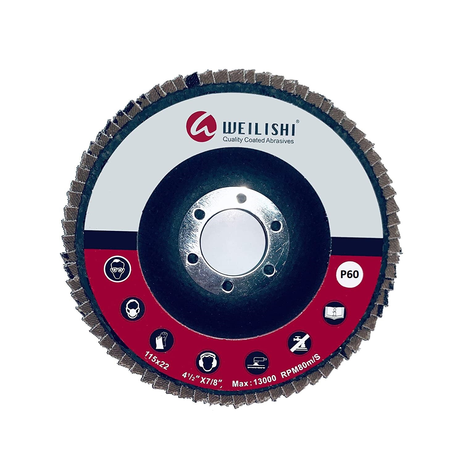 Flap Disc Grinding Wheel 5" 60 80 Grit 4 1/2" x 7/8" German Weilishi
