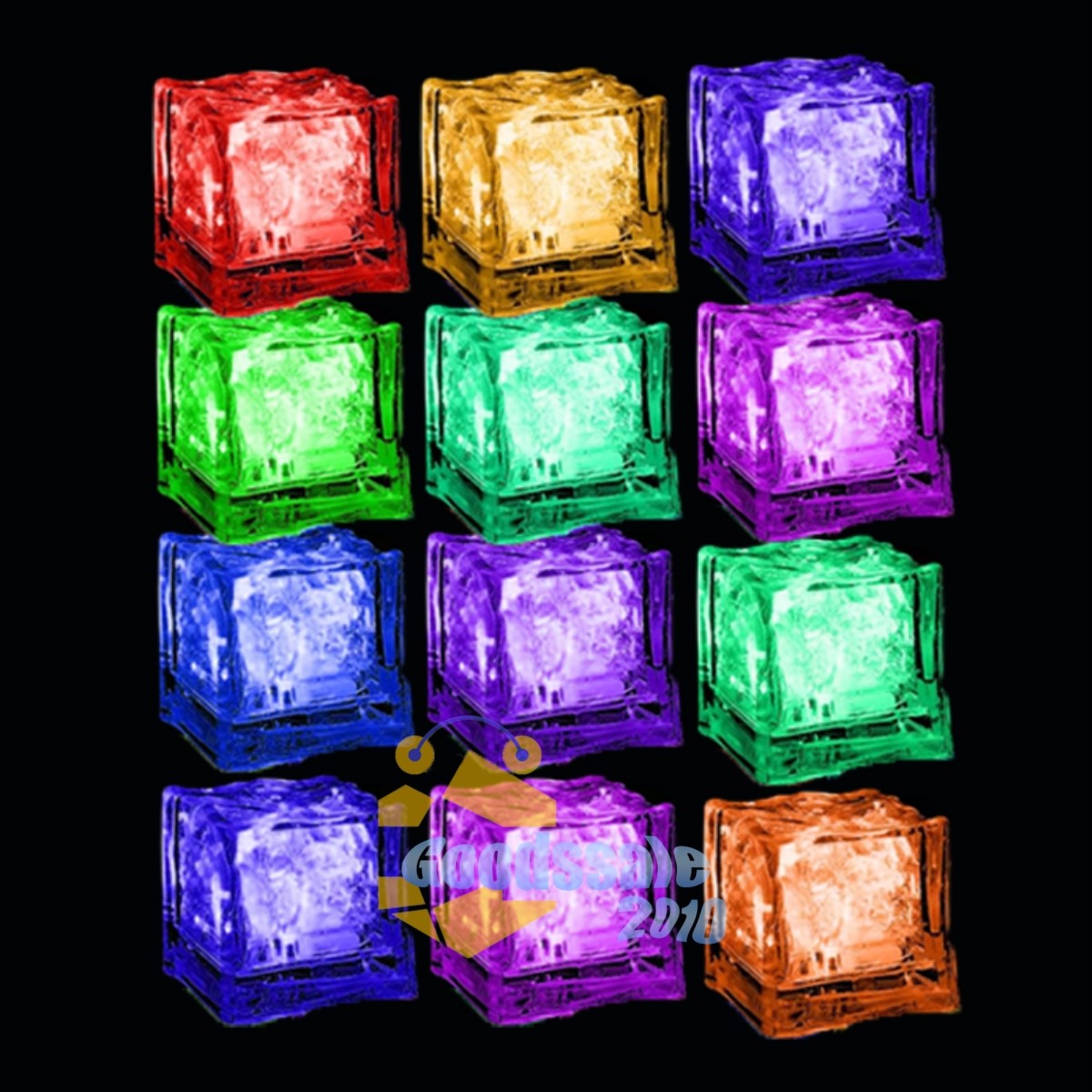 12 Liquid Activated Light up Ice Cubes Food-grade Blocks Color-changing Shines